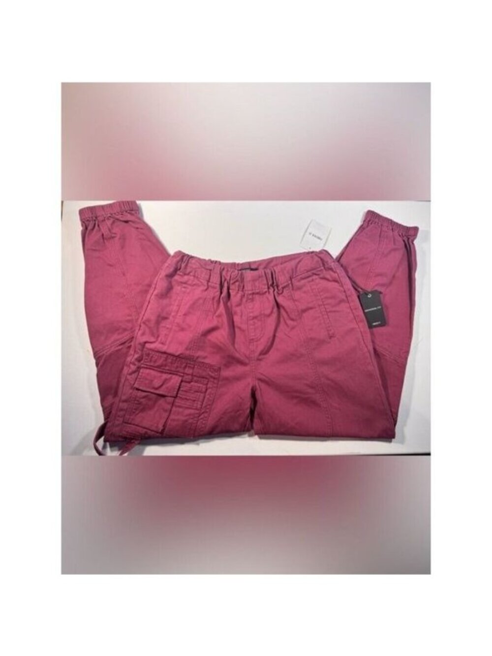 NWT Forever 21 Women's Size L Berry Cargo Joggers Woven Ankle Pants Burgundy - Picture 4 of 8